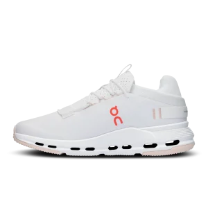 En Cloudnova White Flame Shoes, unas zapatillas de deporte de calle del Reino Unido en blanco y rojo con la comodidad de CloudTec.